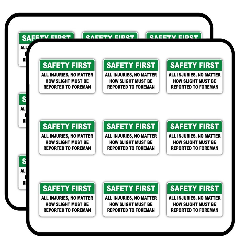Safety First Warning Sign All Injuries 2" 18 Pack Planner Calender Scrapbooking Crafting Stickers