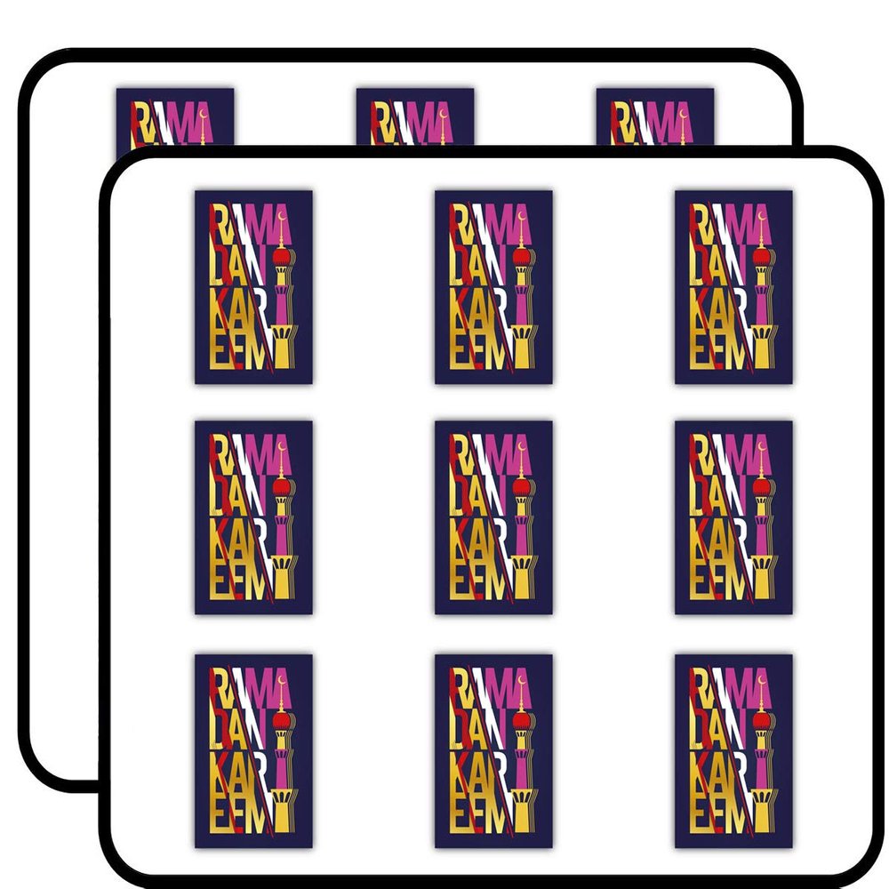 Arabic Calligraphy Inscription Ramadan Kareem 2" 18 Pack Sticker for Scrapbooking Waterproof Vinyl Stickers for Water Bottle, Laptop & Phone Case