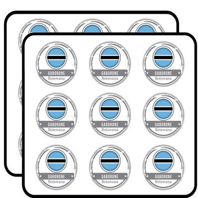 Gaborone Botswana Flag Stamp Art Decorative 2" Scrapbooking Sticker Waterproof Vinyl Stickers for Water Bottle, Laptop & Phone Case 18 Pack