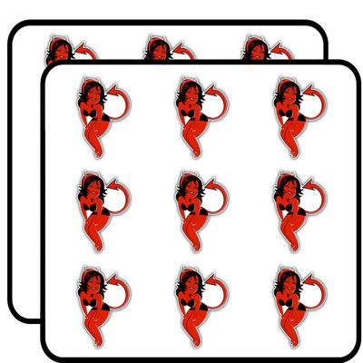 Girl Devil Costume Funny Cartoon 2" 18 Pack Sticker for Scrapbooking Waterproof Vinyl Stickers for Water Bottle, Laptop & Phone Case