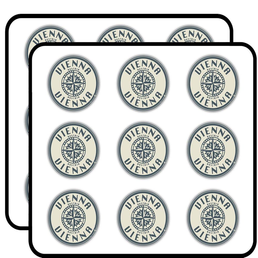 Vienna Austria Grunge Travel Stamp 2" 18 Pack Sticker for Scrapbooking Waterproof Vinyl Stickers for Water Bottle, Laptop & Phone Case