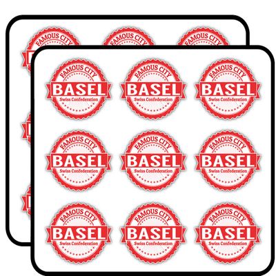 Basel Switzerland Grunge Travel Stamp 2" 18 Pack Sticker for Scrapbooking Waterproof Vinyl Stickers for Water Bottle, Laptop & Phone Case