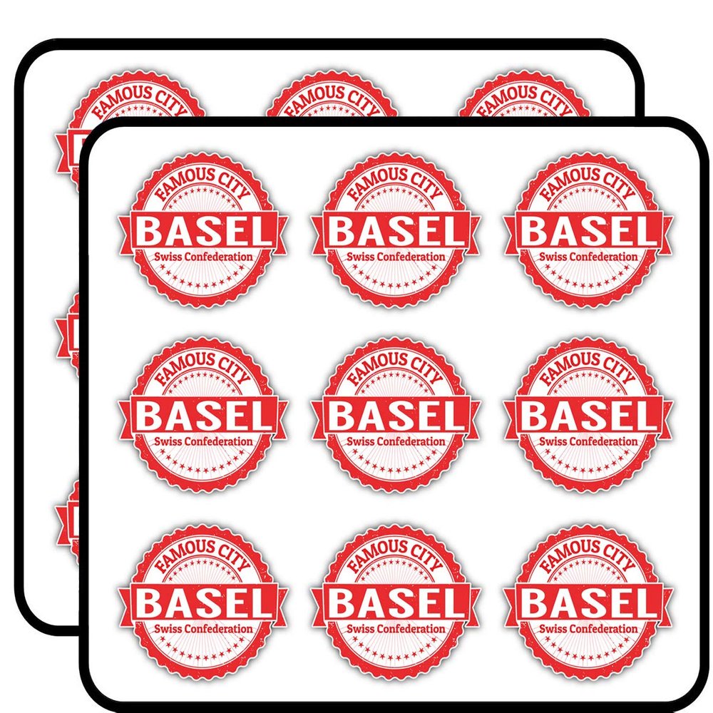 Basel Switzerland Grunge Travel Stamp 2" 18 Pack Sticker for Scrapbooking Waterproof Vinyl Stickers for Water Bottle, Laptop & Phone Case