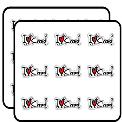 I Love Chad Slogan 2" 18 Pack Sticker for Scrapbooking Waterproof Vinyl Stickers for Water Bottle, Laptop & Phone Case