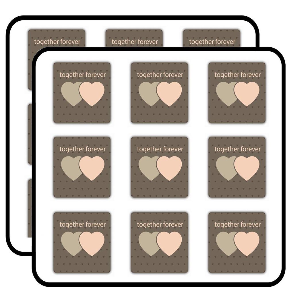 Hearts Forever Together Valentine's Day 2" 18 Pack Sticker for Scrapbooking Waterproof Vinyl Stickers for Water Bottle, Laptop & Phone Case