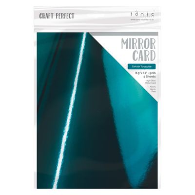 Craft Perfect Turquoise Mirror Cardstock Paper, High Gloss, 8.5x11 in, 5 pack