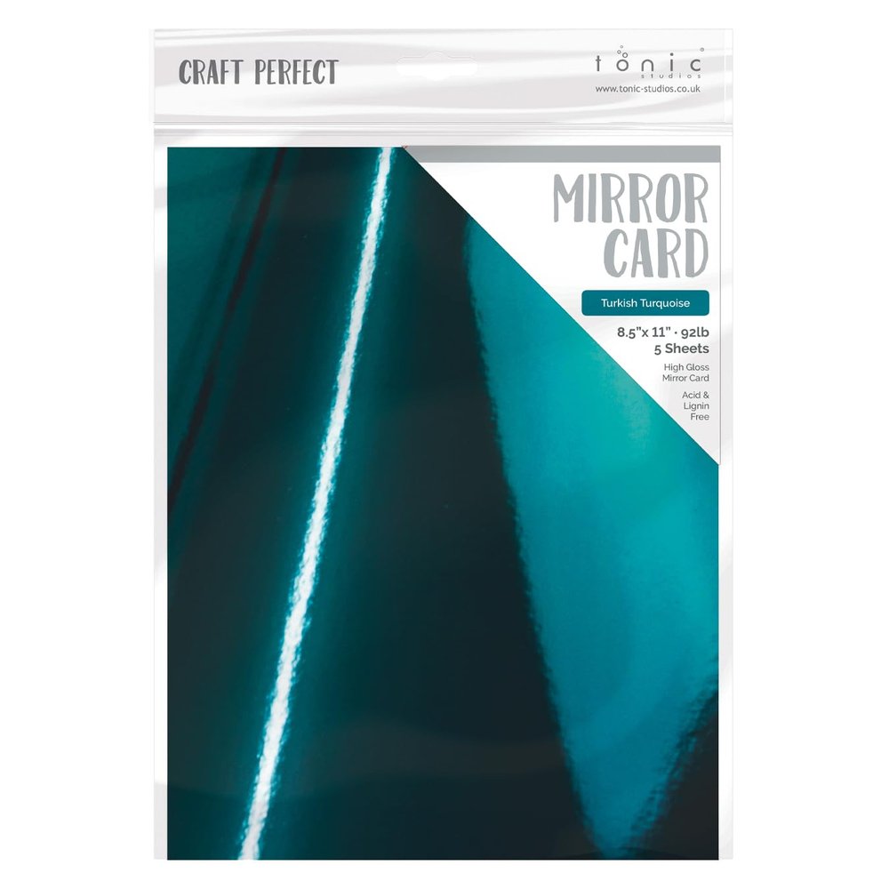 Craft Perfect Turquoise Mirror Cardstock Paper, High Gloss, 8.5x11 in, 5 pack