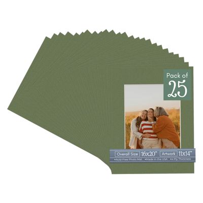 CountryArtHouse Dill Acid Free 16x20 Picture Frame Mats with White Core Bevel Cut for 11x14 Pictures - Fits 16x20 Frame - Pack of 25 Mats