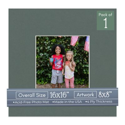 CountryArtHouse Charcoal Acid Free 16x16 Picture Frame Mats with White Core Bevel Cut for 8x8 Pictures - Fits 16x16 Frame - One Mat