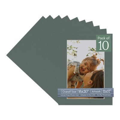CountryArtHouse Charcoal Acid Free 16x20 Picture Frame Mats with White Core Bevel Cut for 11x17 Pictures - Fits 16x20 Frame - Pack of 10 Mats