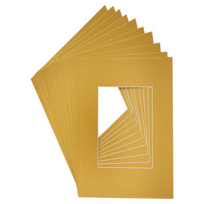 CountryArtHouse Metallic Gold Acid Free 20x20 Picture Frame Mats with White Core Bevel Cut for 8x8 Pictures - Fits 20x20 Frame - Pack of 100 Mats