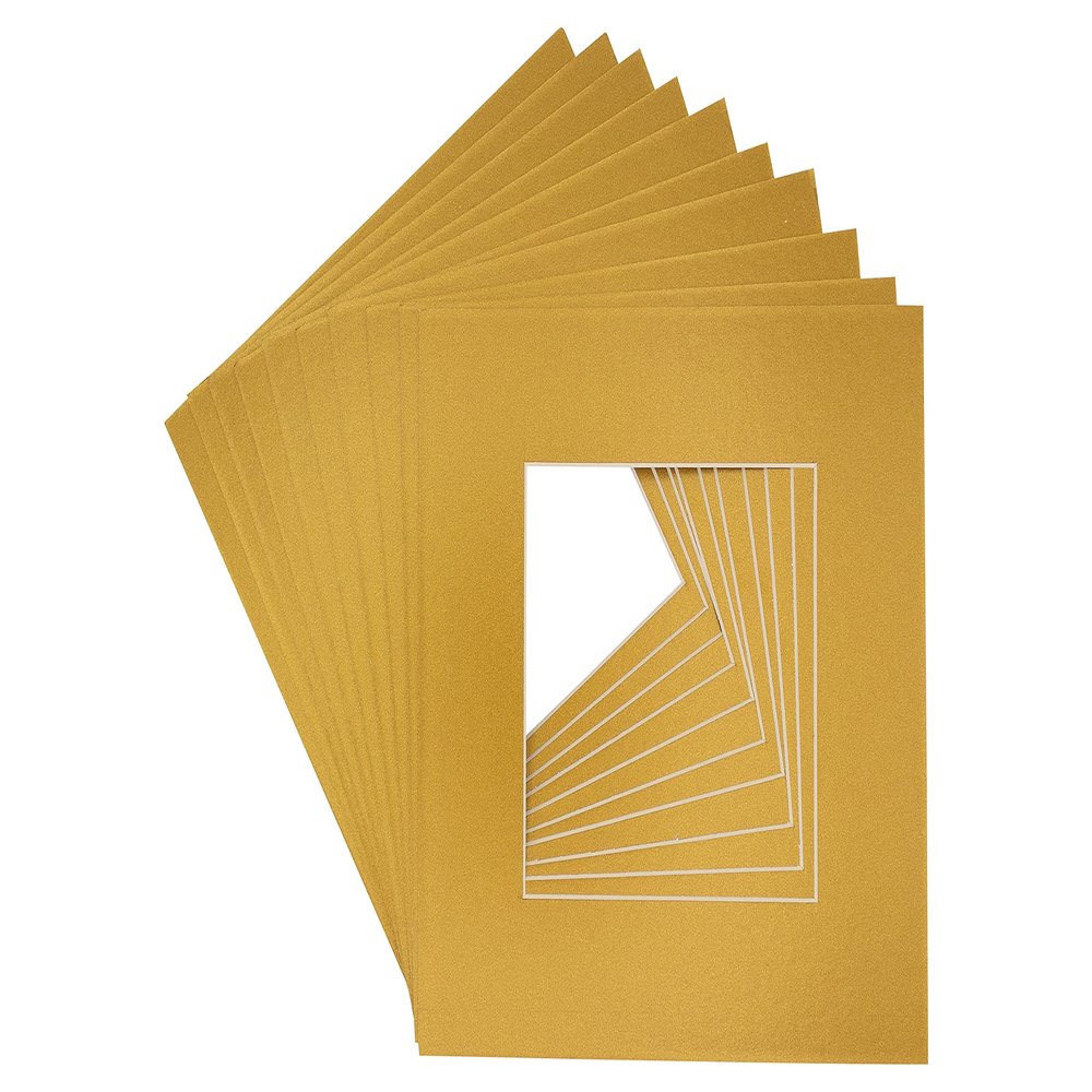 CountryArtHouse Metallic Gold Acid Free 20x20 Picture Frame Mats with White Core Bevel Cut for 8x8 Pictures - Fits 20x20 Frame - Pack of 100 Mats