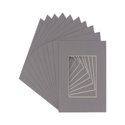 CountryArtHouse Charcoal Acid Free 20x20 Picture Frame Mats with White Core Bevel Cut for 8x8 Pictures - Fits 20x20 Frame - Pack of 100 Mats