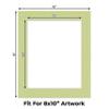 CountryArtHouse Pistachio Acid Free 10x12 Picture Frame Mats with White Core Bevel Cut for 8x10 Pictures - Fits 10x12 Frame - Pack of 25 Mats view 2