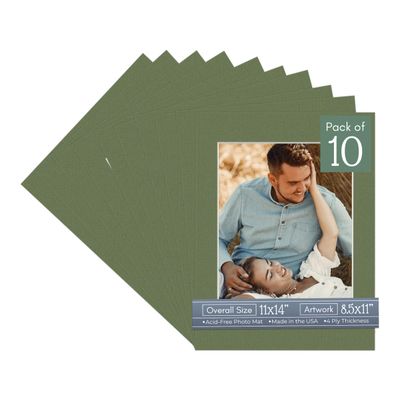 CountryArtHouse Dill Acid Free 11x14 Picture Frame Mats with White Core Bevel Cut for 8.5x11 Pictures - Fits 11x14 Frame - Pack of 10 Mats