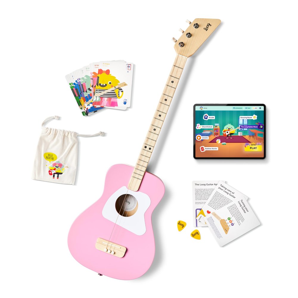 Loog Pro Acoustic kids Guitar 3-strings Ages 6+ Learning App and Lessons Included