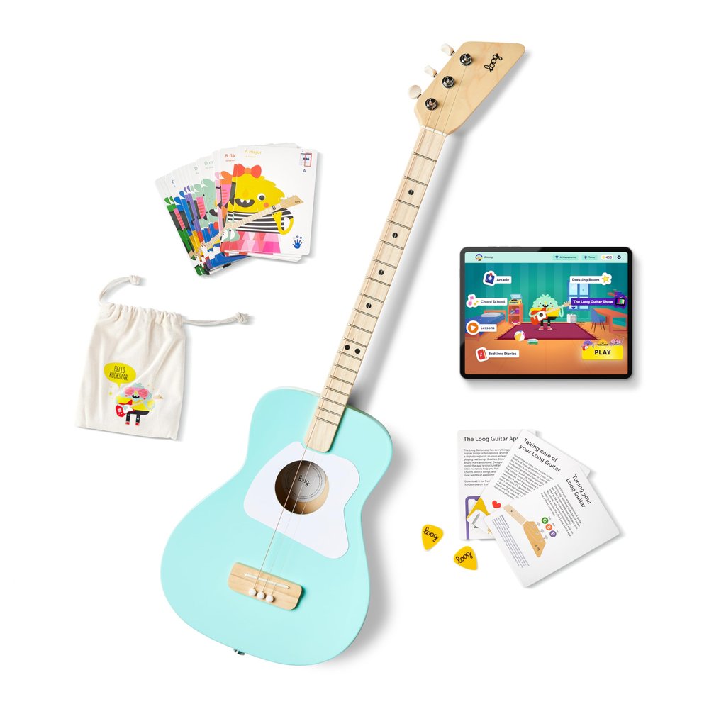 Loog Pro Acoustic kids Guitar 3-strings Ages 6+ Learning App and Lessons Included