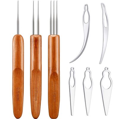 WILLBOND 8 Pieces Dreadlocks Tool Interlocking Tool Dreadlocks Crochet Needle Craft Hair Extensions Locs Tightening Accessories Easyloc Hair Extensions