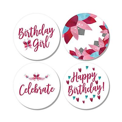 2 Inch Round Birthday Butterflies Circle Labels Sticker For Kids Girls Daughter Party Favor Accessories Cute Decorations Supplies Adorable Wings Themed Celebration Special Occasion Goodie Bags Treat
