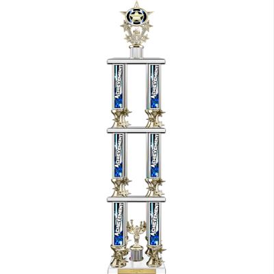 TrophyDeals 58" Action Matrix Achievement Silver Flute 3 Tier 4 Column Trophy, Custom Achievement Trophies with Personalized Engraving - WWH429FS-ACAMB