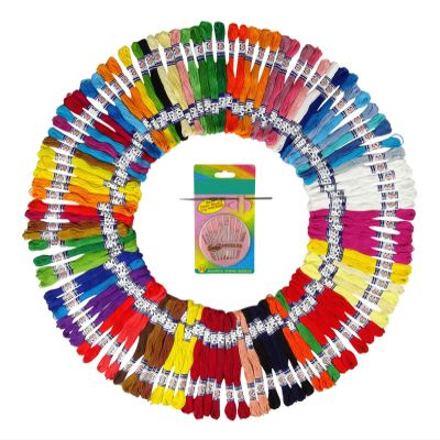 IBA Indianbeautifulart Bulk 100% Cotton Embroidery Cross Stitch Thread Bracelet DIY Craft Floss Premium Assorted Color Pack of 300 Pcs + 1 Needle Box