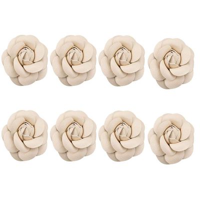 Fodattm 8PCS Faux Leather Rose Flower Wedding Sandals Shoes Decoration Charms DIY Crafts Findings Accessories Scarf Winter Boots Shoes Bag Package Accessories Material Eternal Flower (Beige)