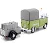 Motormax 79676 Volkswagen T1 Pickup with Canopy Green & White with Trailer Road Service 1-24 Scale Diecast Model Car view 2