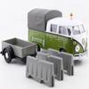 Motormax 79676 Volkswagen T1 Pickup with Canopy Green & White with Trailer Road Service 1-24 Scale Diecast Model Car view 3