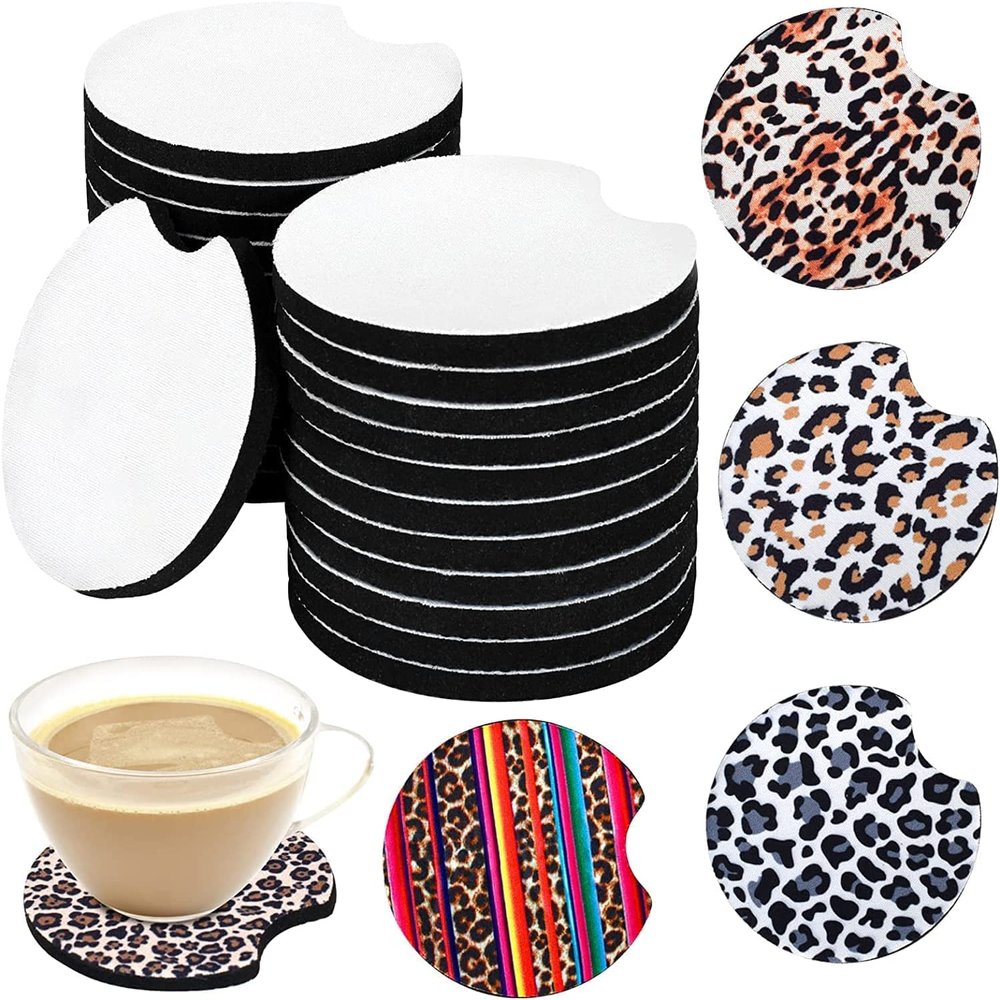 40PCS Sublimation Blank Car Coasters,2.75in/5mm Circular Opening Blank Sublimation Coasters for Thermal Sublimation Heat Transfer DIY Crafts Painting