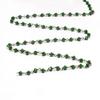 BEADS HUB 1-10 Feet Multi Color Chalcedony Gemstone Rondelle Faceted 4x3 mm Beads Black Plated Wire Wrapped Rosary Chain, Hydro Quartz Beaded Chain for Jewelry Making (Dark Green, 10 Feet) view 2