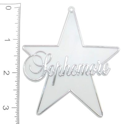 Class Star Script -Sophomore #226766 (White/Silver)