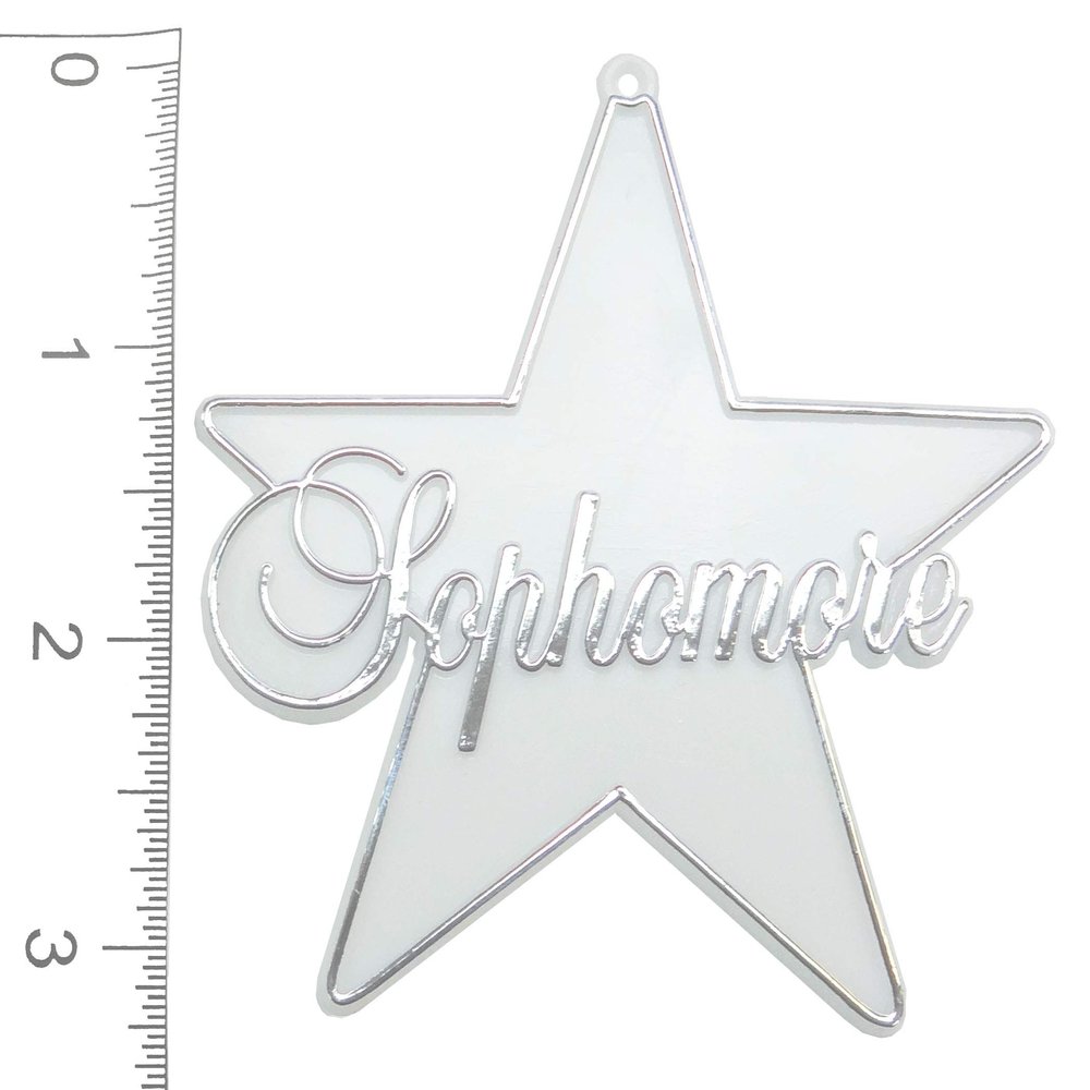 Class Star Script -Sophomore #226766 (White/Silver)