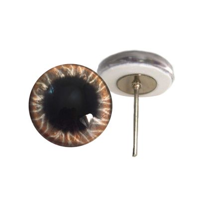 Wide Brown Round Iris Glass Doll Eyes On Wire Pin Posts for Needle Felting Supplies Craft Making Supplies (6mm)