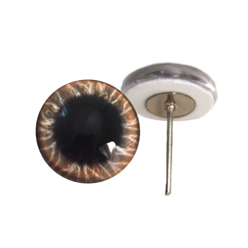 Wide Brown Round Iris Glass Doll Eyes On Wire Pin Posts for Needle Felting Supplies Craft Making Supplies (6mm)