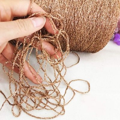 Clisil 100g DIY Light Coffee Lurex Thread Shining Glitter Sparkle Metal Yarn for Crochet Knitting Sweater Scarf Bag Accessory