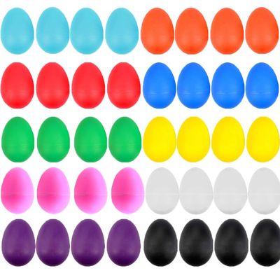 FOVERN1 40PCS Plastic Egg Shakers, Easter Eggs Colorful Maracas Eggs Musical Eggs Plastic Eggs for Kids Toddler Gifts DIY Painting Musical Toys (10 Colors)