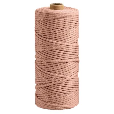 109 Yard Natural Cotton Rope Brick Red Decorative Twisted Cord Hand Knit Yarn Macrame Cord Craft Supplies Wrapping String Rope Cotton Macrame Rope Knitting Materials 3mm