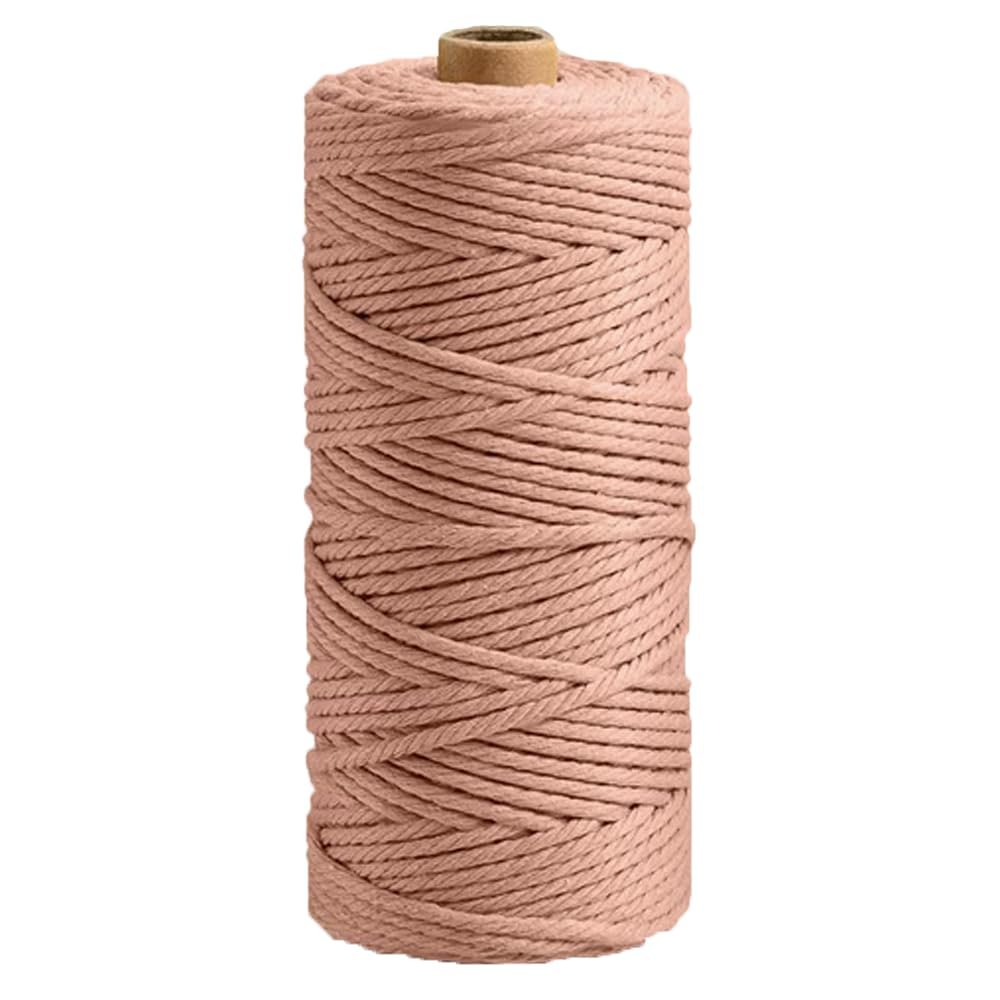 109 Yard Natural Cotton Rope Brick Red Decorative Twisted Cord Hand Knit Yarn Macrame Cord Craft Supplies Wrapping String Rope Cotton Macrame Rope Knitting Materials 3mm