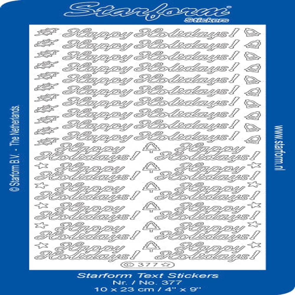 Deco Stickers - Text - Happy Holidays - Silver