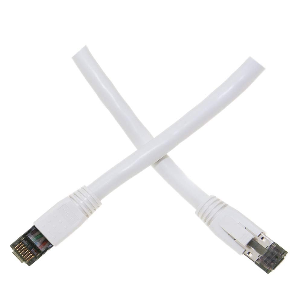 CableWholesale Cat8 S/FTP Ethernet Patch Cable, Boot, 40Gbps - 2000MHz, 4-Pair 24AWG Stranded Pure Copper, RJ45 Shielded Gold Plate Connector Male Internet Patch Cable, White, 6 inch