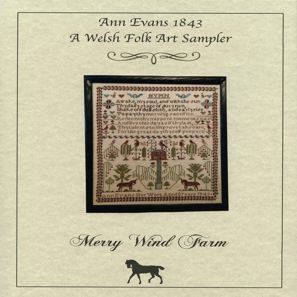 Ann Evans 1843 A Welsh Folk Art Sampler Chart by Merry Wind Farm