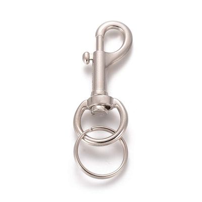 Pandahall 20pcs Swivel Clasps Lanyard Snap Hook 74.5x28.5x7.5mm with Split Key Ring for Keychain Jewelry Making