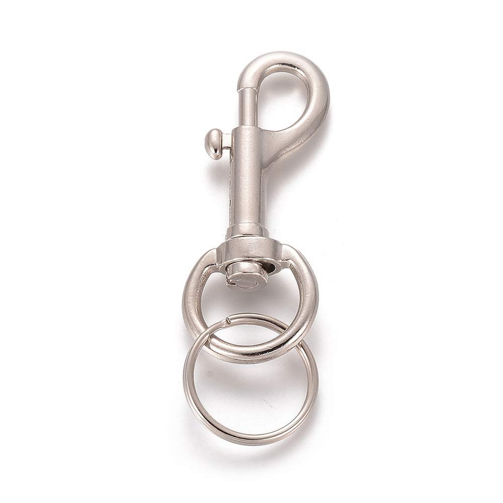 Pandahall 20pcs Swivel Clasps Lanyard Snap Hook 74.5x28.5x7.5mm with Split Key Ring for Keychain Jewelry Making