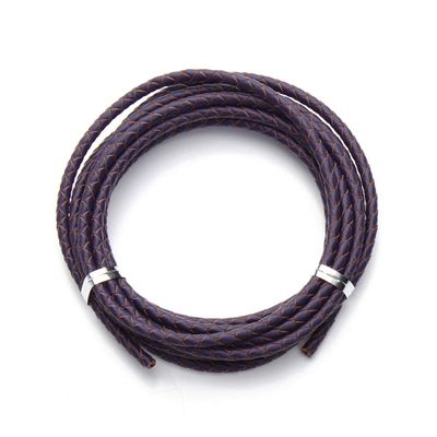 2 Meter Round Genuine Leather Cord Bolo Braided Leather Cord DIY Bracelets Neckacle Beading Jewelry Making Making (Purple, Dia=4mm)
