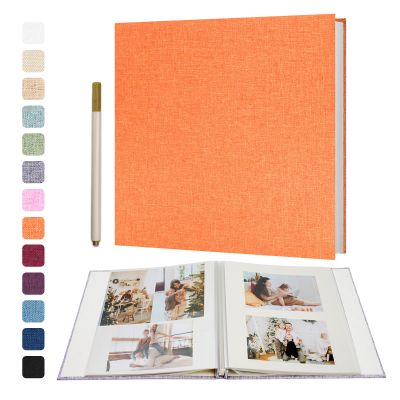 Vienrose Large Photo Album Self Adhesive for 4x6 5x7 8x10 Pictures Scrapbook Album DIY Scrap Book 40 Sticky Pages with A Metallic Pen Orange