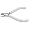 The Beadsmith 5 inch (130mm) Side Cutter, with polished steel head, white PVC comfort grip and double-leaf spring handle, jewelry making tool, 300 series view 1