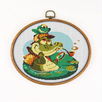 Crocodile K017 Counted Cross Stitch Pattern. Printed Pattern Inside. No Fabric, Threads, Needles, Hoops. Embroidery Pattern
