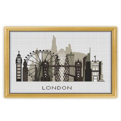 A3 London Dark K348 Counted Cross Stitch Pattern. Printed Pattern Inside. No Fabric, Threads, Needles, Hoops. Embroidery Pattern