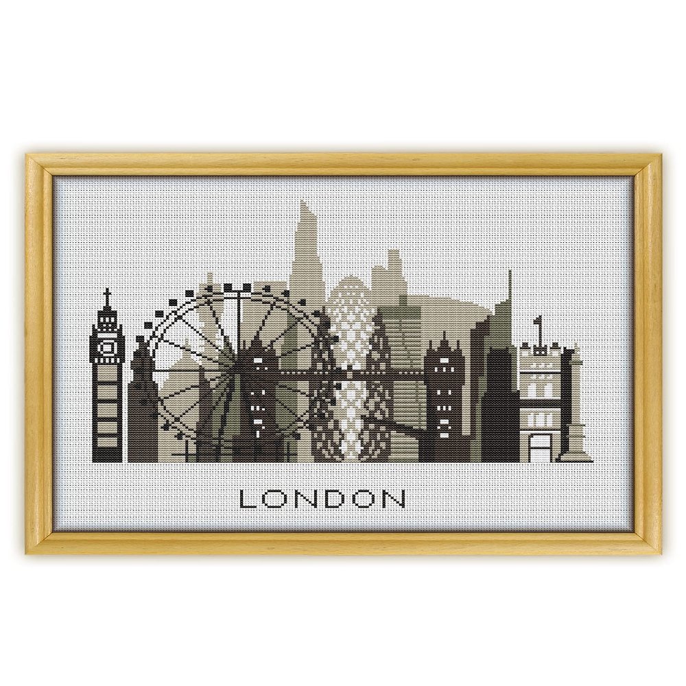 A3 London Dark K348 Counted Cross Stitch Pattern. Printed Pattern Inside. No Fabric, Threads, Needles, Hoops. Embroidery Pattern