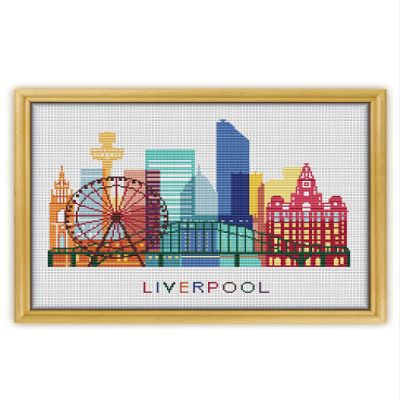 A3 Liverpool Color K360 Counted Cross Stitch KIT#2. Threads, Needles, Fabric, Clippers, Needle Threader and Printed Pattern Inside. Embroidery Pattern Kit